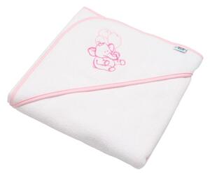 Dětská froté osuška s výšivkou a kapucí New Baby 80x80 bílá sloník