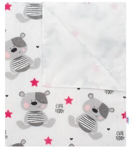 Nepromokavá flanelová podložka New Baby Cute Teddy růžová