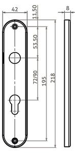 Dveřní kování HOLAR WSS 01, štítové (akát), klika-klika, Otvor pro obyčejný klíč BB, HOLAR matný satin, 72 mm