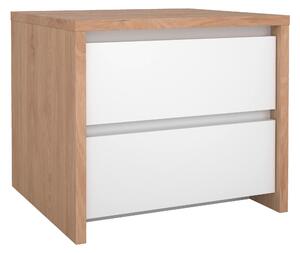 NOČNÍ STOLEK, bílá, barvy dubu, 52/45/48 cm Boxxx, Online Only