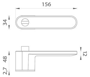 Dveřní kování MP GUAVA - RT WC s uzamykáním na klice (BS/WS - Černá matná / bílá matná), KL klika směřuje vlevo, Uzamykání na klice - levá, MP BS (černá mat)