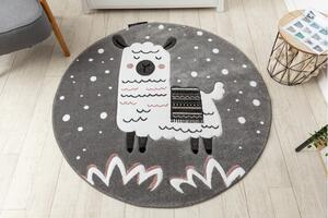 Dywany Łuszczów Dětský kusový koberec Petit Lama grey kruh - 160x160 (průměr) kruh cm