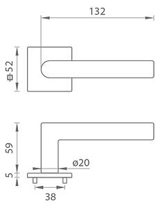 Dveřní kování MP FAVORIT - HR 4002 5SQ T2 (OLV - MOSAZ LEŠTĚNÁ LAKOVANÁ), klika-klika, Bez spodní rozety, MP OLV (mosaz leštěná a lakovaná)