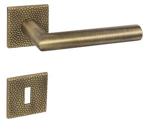 Dveřní kování MP FAVORIT - HR 4002 5SQ T1 (OGS - BRONZ ČESANÝ MATNÝ), klika-klika, Otvor na cylindrickou vložku PZ, MP OGS (bronz česaný mat)