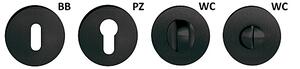 Dveřní kování TWIN FILOO (CM), klika/klika, kulatá rozeta, Kulatá rozeta s otvorem pro obyčejný klíč BB, Twin CM (černý mat)