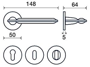 Dveřní kování TWIN BUMP (CM), klika/klika, kulatá rozeta, Kulatá rozeta s otvorem pro obyčejný klíč BB, Twin CM (černý mat)
