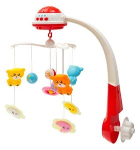 Kolotoč nad postýlku se světelným projektorem Baby Mix červený