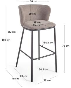 Světle hnědá látková barová židle Kave Home Ciselia 75 cm