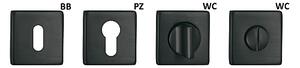 Dveřní kování TWIN LEO-T HA247 HR (CM), klika/klika, hranatá rozeta, Hranatá rozeta s otvorem pro obyčejný klíč BB, Twin CM (černý mat)