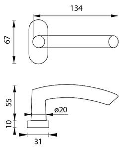 Dveřní kování MP Nero - UOR (ČERNÁ MAT), klika-klika, Otvor na cylindrickou vložku PZ, MP BS (černá mat)