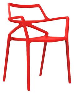 VONDOM Červená plastová jídelní židle DELTA s područkami