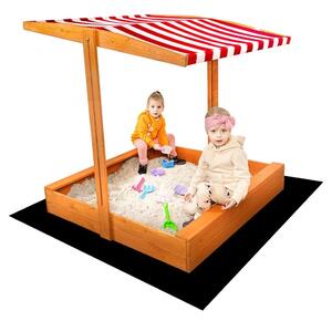 Dětské dřevěné pískoviště se stříškou Baby Mix 120x120 cm červeno-bílé