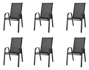 IWHome Zahradní židle VALENCIA 2 černá, stohovatelná IWH-1010010 sada 6ks