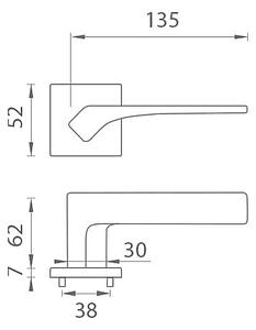 Dveřní kování MP - AS - BERGENIA - HR 7S (OLS - Mosaz broušená), klika-klika, Bez spodní rozety, MP OLS (mosaz broušená a lakovaná)