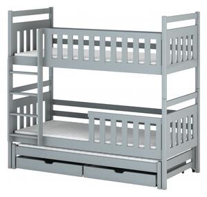 Patrová postel se šuplíky a přistýlkou MICHAELA - 70x160, šedá