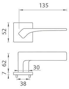 Dveřní kování MP BERGENIA - HR 7S (OCS - Chrom broušený), klika-klika, Bez spodní rozety, MP OCS (chrom broušený)