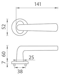 Dveřní kování MP - AS - TULIPA - R 7S (OC - Chrom lesklý), klika-klika, Bez spodní rozety, MP OC (chrom lesklý)