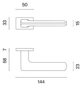 Dveřní kování MP - AS - YUKA - RT 7S (OCS - Chrom broušený), klika-klika, Bez spodní rozety, MP OCS (chrom broušený)