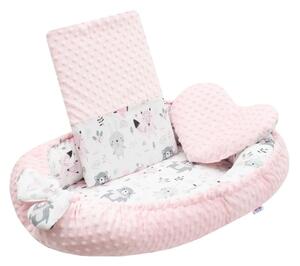 Luxusní hnízdečko s polštářkem a peřinkou New Baby z Minky růžové