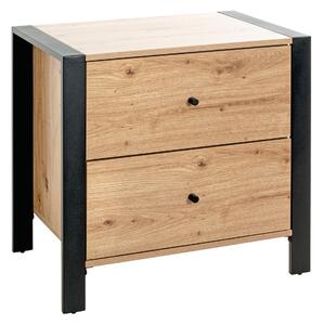NOČNÍ STOLEK, černá, barvy dubu, 60/60/42 cm XXXL, Online Only