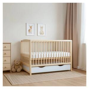 Dětská postýlka New Baby LILLY se stahovací bočnicí a šuplíkem přírodní