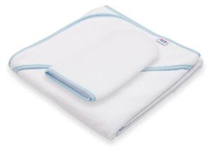 Dětská froté osuška s kapucí New Baby BASIC 80x80 bílo-modrá