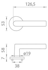 Dveřní kování MP ARABIS - R 7S (OLV PVD - Mosaz leštěná lakovaná), klika-klika, Bez spodní rozety, MP OLV PVD - Mosaz leštěná lakovaná