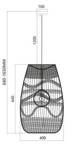 Lustr na lanku ARONA 1xG9/9W/230V pr. 40 cm ratan