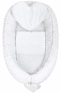 Luxusní hnízdečko s polštářkem a peřinkou New Baby z Minky Srdíčko bílé