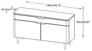 Bílá lakovaná komoda Unique Furniture Amalfi 140 x 44 cm