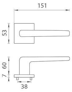 Dveřní kování MP FUNKIA - HR 7S (OC - Chrom lesklý), klika-klika, Bez spodní rozety, MP OC (chrom lesklý)