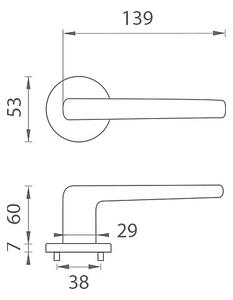 Dveřní kování MP FUNKIA - R 7S (OLV PVD - Mosaz leštěná lakovaná), klika-klika, Bez spodní rozety, MP OLV PVD - Mosaz leštěná lakovaná