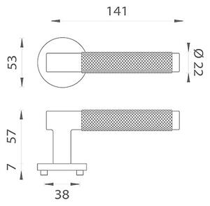 Dveřní kování MP MOLINIA - R 7S (BS - Černá matná), klika-klika, Bez spodní rozety, MP BS (černá mat)