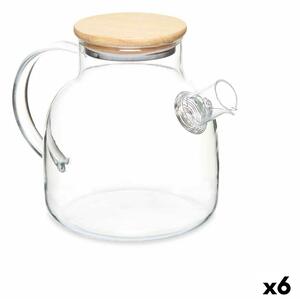 3895 Konvice na čaj s filtrem Transparentní Bambus Borosilikátové sklo 1,2 L (6 kusů)