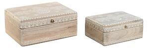 Šperkovnice DKD Home Decor 25,5 x 20 x 10,5 cm Přírodní mangové dřevo (2 kusů)