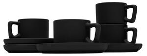 Sada hrnků na espresso s podšálkem 8 ks 100 ml Matte Black Collection