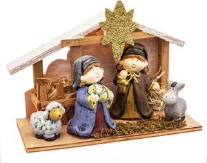 2249 Vánoční ozdoba Narození/Betlém Vícebarevný Dřevo Keramický 27,5 x 12 x 20 cm (4 Kusy)