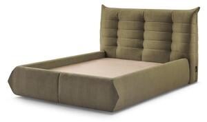 Tmavě zelená čalouněná dvoulůžková postel s úložným prostorem s roštem 160x200 cm Clothilde – Bobochic Paris