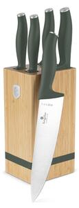 Sada nožů se stojanem BAMBOO 6 ks Matte Green Collection