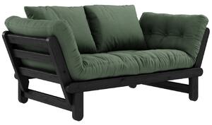 Zelená dvoumístná rozkládací pohovka Karup Design Beat 162 cm s černou konstrukcí