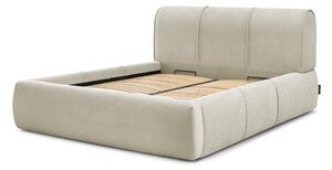 Béžová čalouněná dvoulůžková postel s úložným prostorem s roštem 160x200 cm Vernon – Bobochic Paris