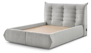 Světle šedá čalouněná dvoulůžková postel s úložným prostorem s roštem 160x200 cm Clothilde – Bobochic Paris
