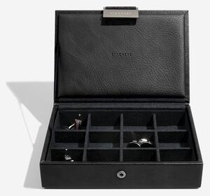 Stackers, Pánská šperkovnice Black Lidded Mini Cufflink Box | černá