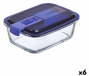 Hermetická obědová krabice Luminarc Easy Box Modrý Sklo (6 kusů) (820 ml)