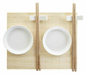 13493 Sada na sushi DKD Home Decor Bambus Plastické Kamenina Bílý Přírodní Orientální 28,8 x 19,8 x 3 cm (7 Kusy) (28,8 x 19,8 x 3 cm)