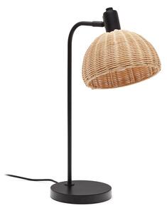 Stolní lampa s ratanovým stínidlem v černo-přírodní barvě (výška 56 cm) Damila – Kave Home