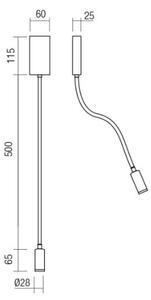 Redo 01-2755 - LED Flexibilní lampička WALLIE LED/3W/230V USB CRI 90 černá