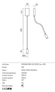 Redo 01-2755 - LED Flexibilní lampička WALLIE LED/3W/230V USB CRI 90 černá