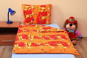 Dětské povlečení bavlna 1 ks 90x135 cm + 1 ks 45x60 cm Žirafa oranžová, knoflíky - Brotex