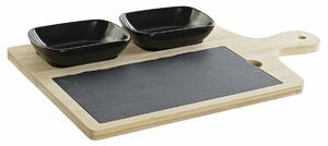 Set Malych Misek DKD Home Decor Černý Přírodní Bambus Plastické Kamenina Tabule Cottage 33 x 19,7 x 3,5 cm (4 pcs)